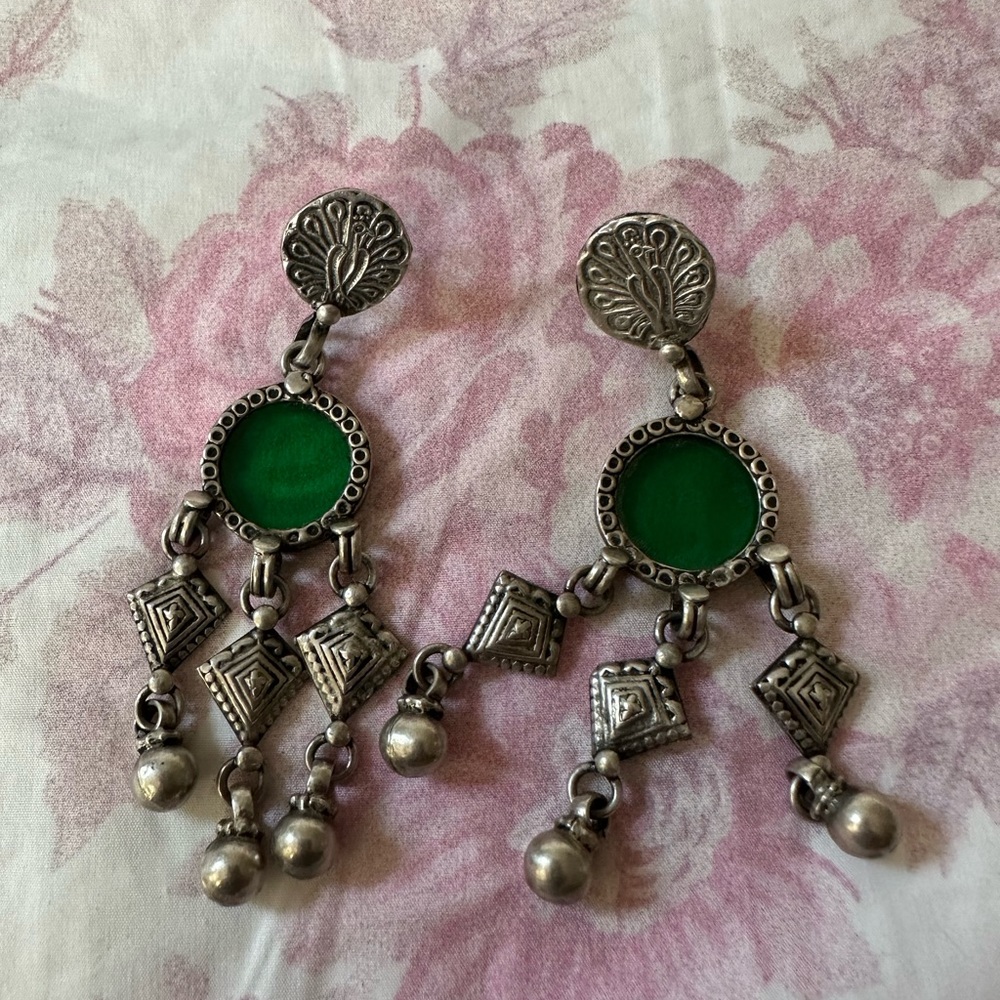 Jaipur Indian silver earrings